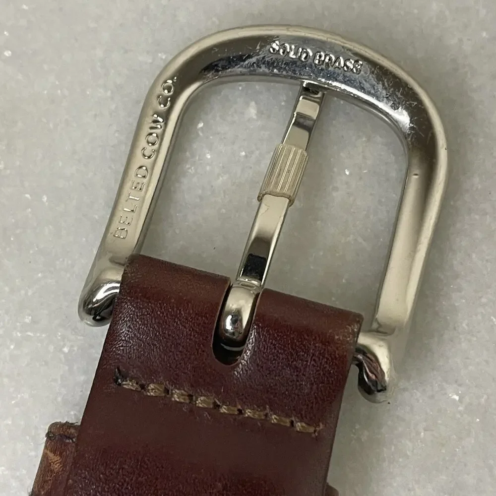Belted Cow Co Nautical Sailboat Ribbon Club Belt Mens 44 Leather Preppy Yacht